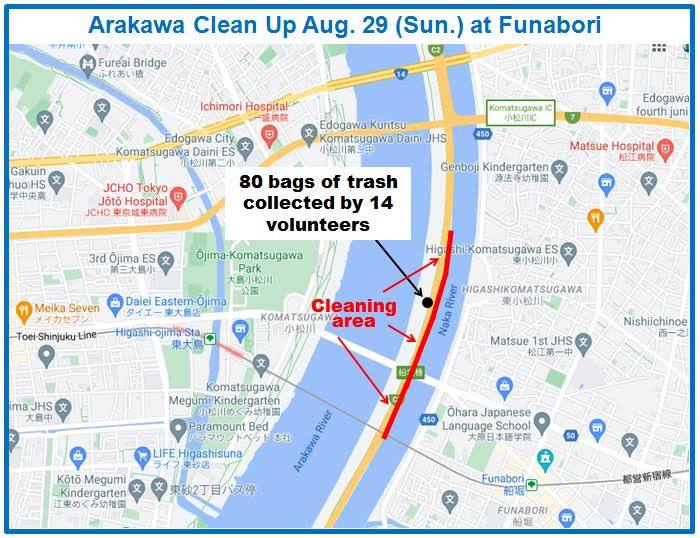 Arakawa River Clean up August 29, 2021