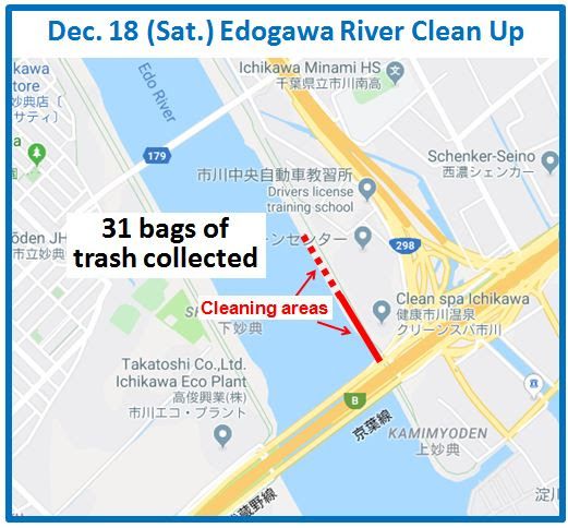 Edogawa River clean up Dec 18, 2021