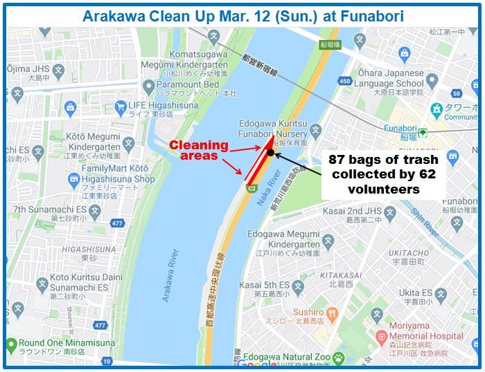 Arakawa River clean up Mar 12, 2022
