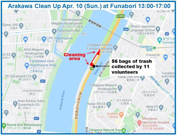 Arakawa River clean up April 10, 2022