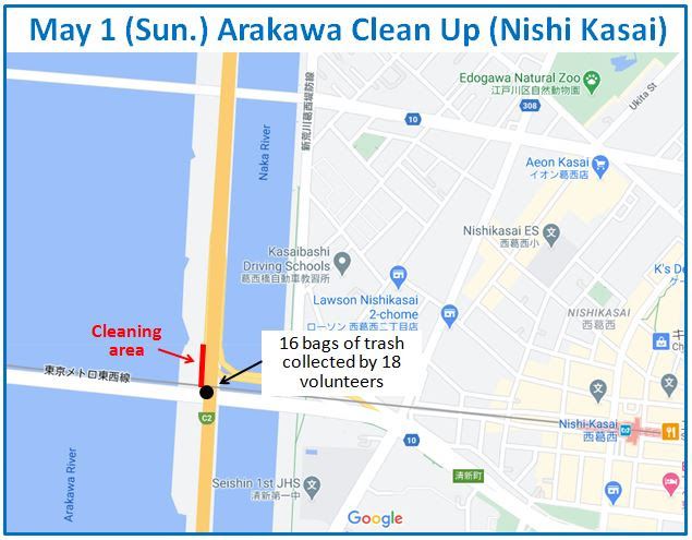 Arakawa River clean up May 1, 2022