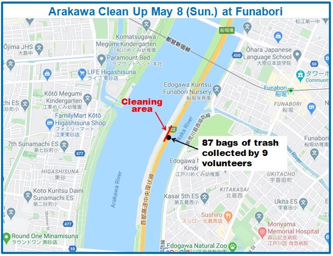 Arakawa River clean up May 8, 2022