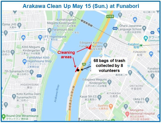Arakawa River clean up May 15, 2022