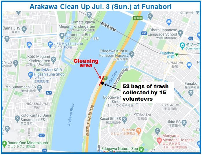 Arakawa River clean up July 3, 2022