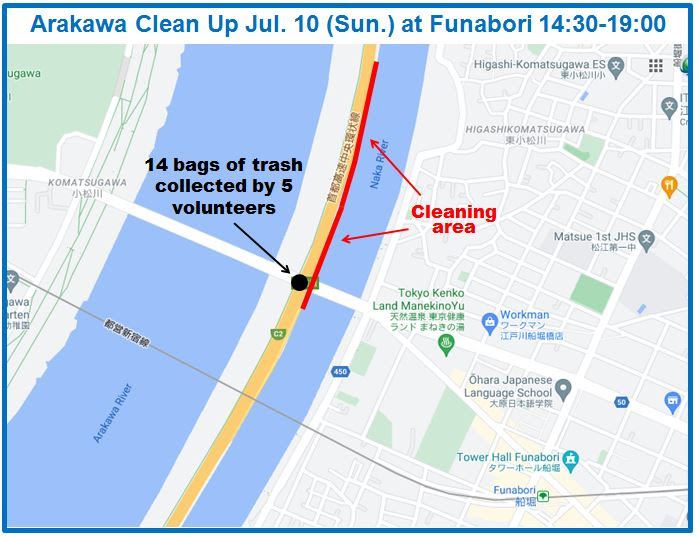 Arakawa River clean up July 10, 2022