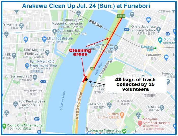 Arakawa River clean up July 24, 2022