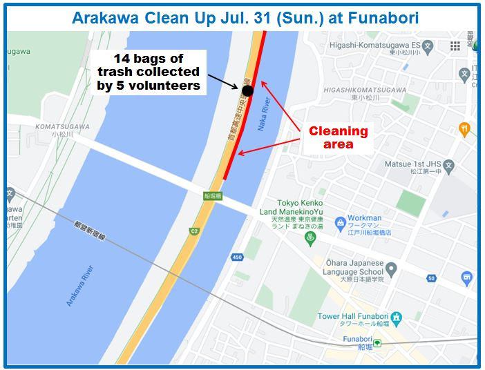 Arakawa River clean up July 31, 2022