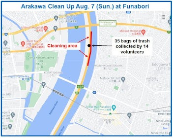 Arakawa River clean up Aug 7, 2022