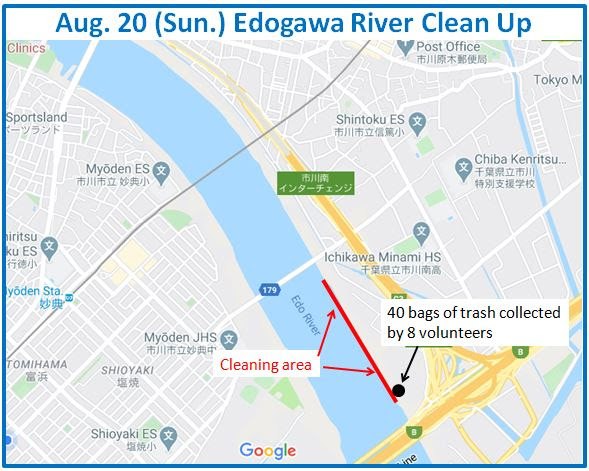 Arakawa River clean up Aug 20, 2022