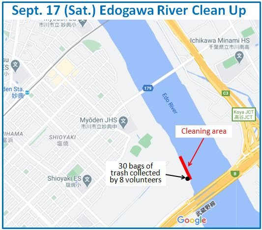 Edogawa River clean up Sept 17, 2022