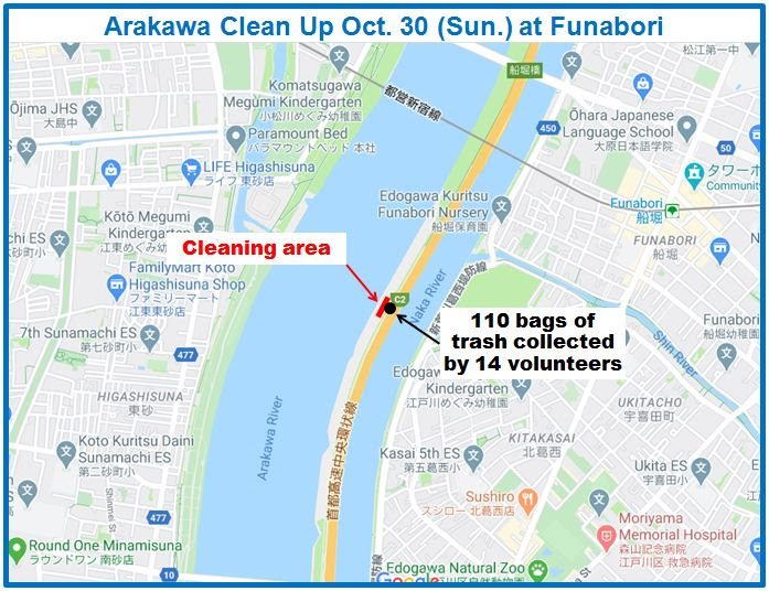 Arakawa River clean up Oct 30, 2022