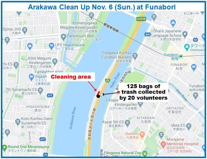 Arakawa River clean up Nov 6, 2022