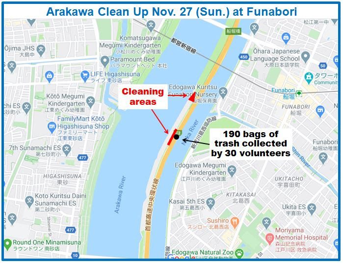 Arakawa River clean up Nov 27, 2022