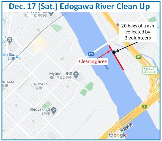 Edogawa River clean up Dec 17, 2022