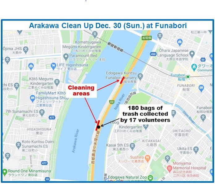 Arakawa River clean up Dec 30, 2022
