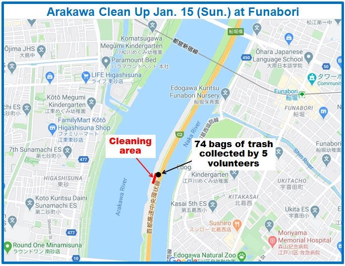 Arakawa River clean up Jan 15, 2023