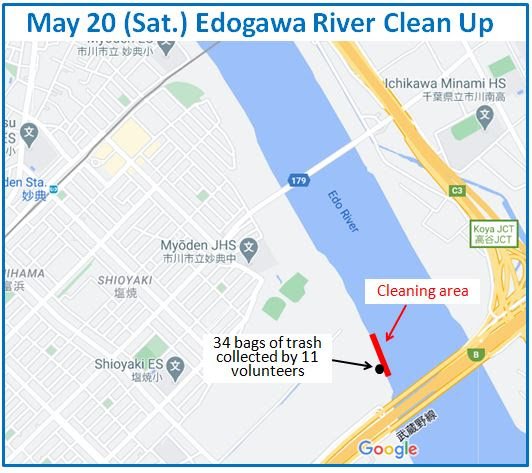 Edogawa River clean up May 20, 2023