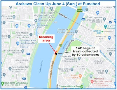 Arakawa River clean up June 4, 2023