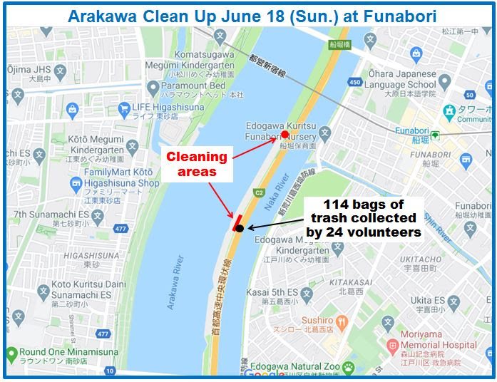 Arakawa River clean up June 18, 2023