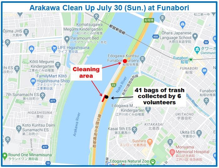 Arakawa River clean up July 30, 2023