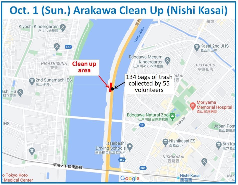 Arakawa River clean up Oct 1, 2023