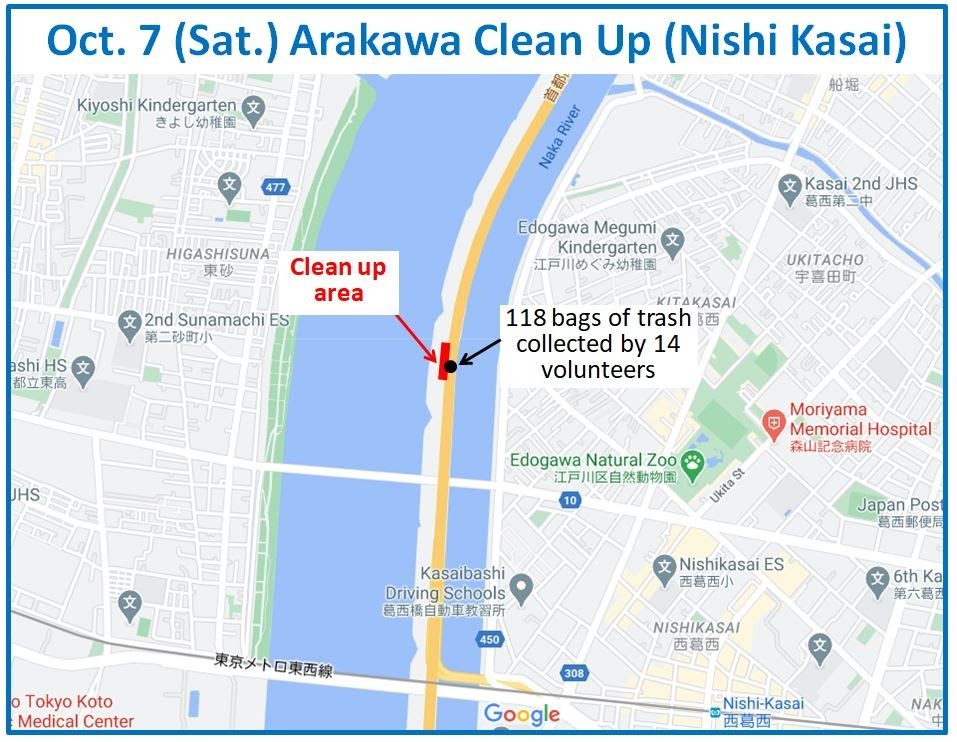 Arakawa River clean up Oct 7, 2023