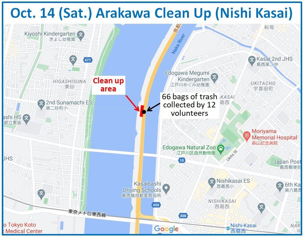 Arakawa River clean up Oct 14, 2023