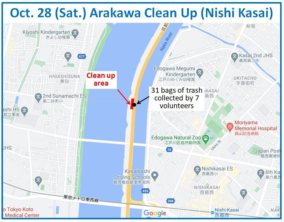 Arakawa River clean up Oct 28, 2023