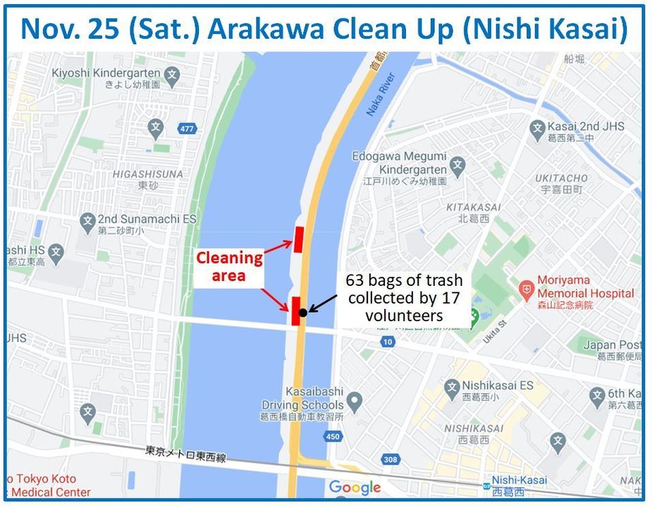 Arakawa River clean up Nov 25, 2023